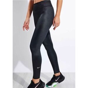 Nike Women's Dri-fit One Mid-Rise Black Shine‎ Legging size XS